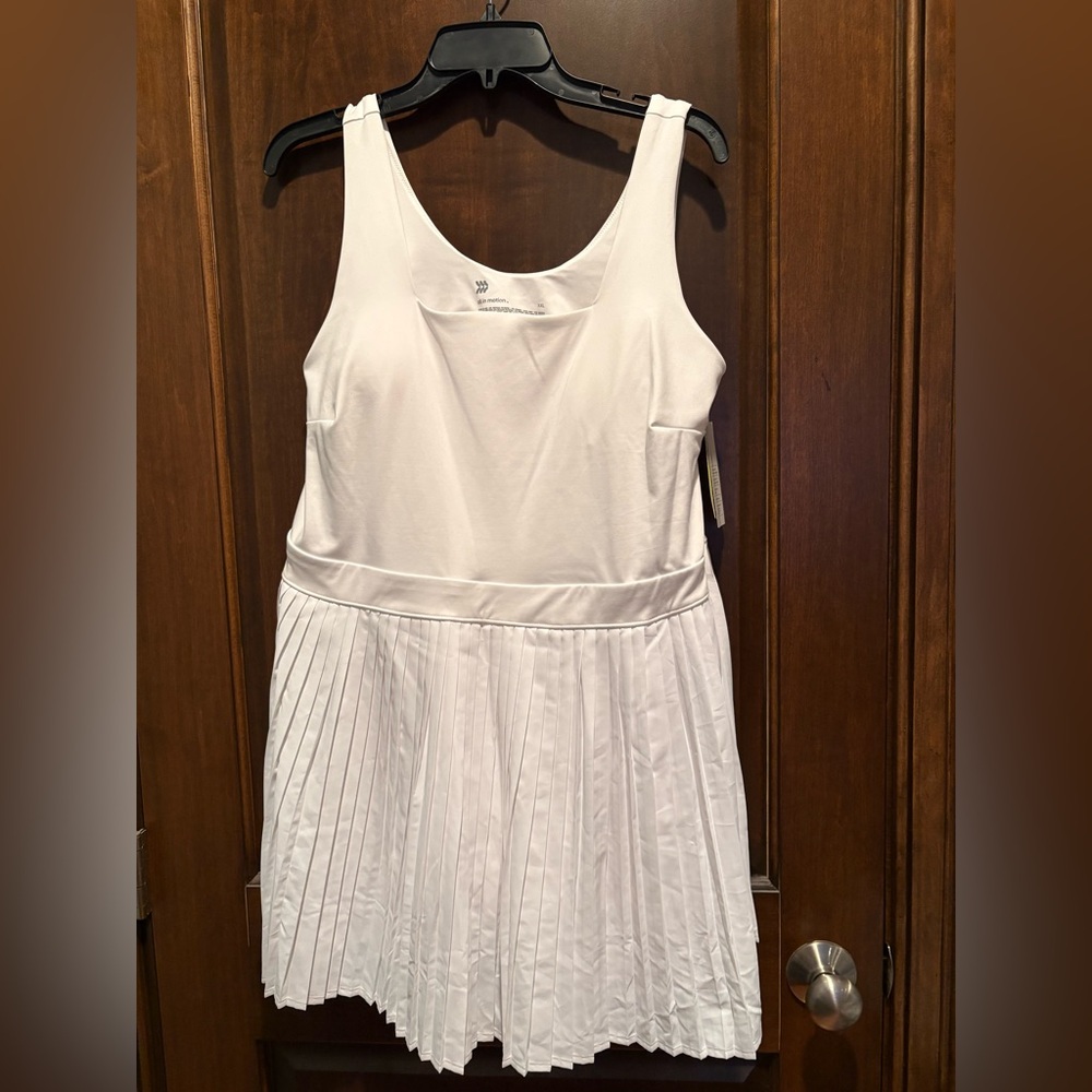 All in Motion White Pleated Mini Dress